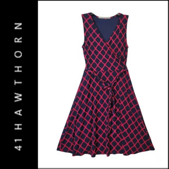 MIX by 41 Hawthorn Wrap Dress Stitch Fix Size XS Red Blue - Picture 1 of 8